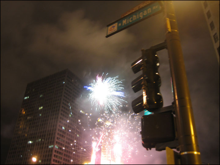 Fireworks from Michigan Avenue