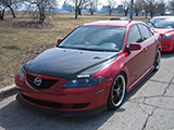 Red Mazda6 with Carbon Fiber Hood