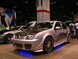 Silver Jetta with CF Hood