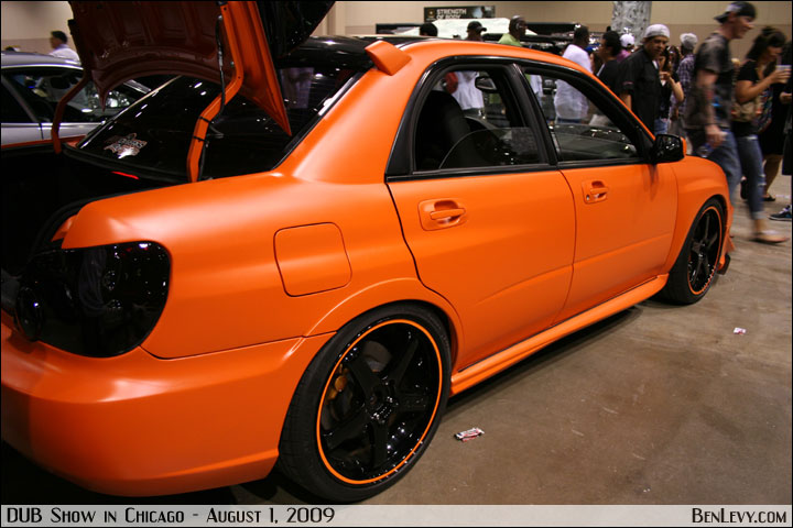 WRX STI with satin orange paint